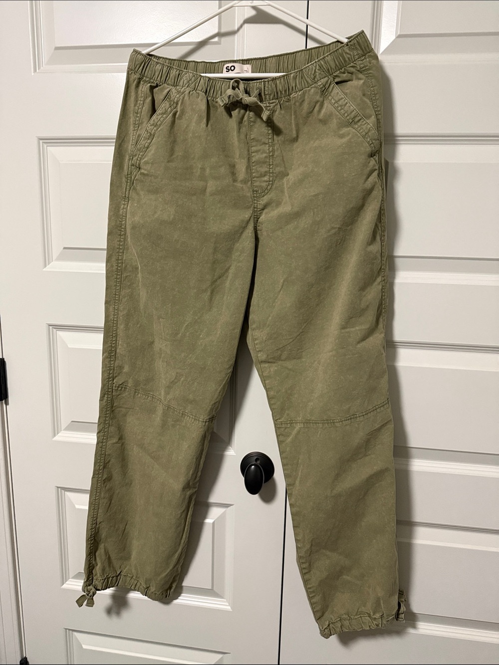 SO Olive Drawstring Cargo Pants women